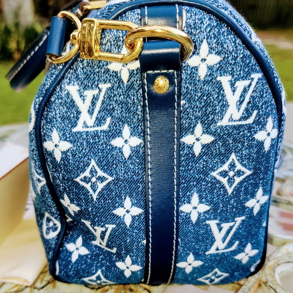 ❌❌ SOLD ❌❌ Monogram Jacquard Denim 25 Speedy Bandouliere Navy Blue - **RARE** - Picture 6 of 16